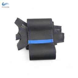 For VW Golf 4 MK4 Bora 1997-2004 Passat B5 1997-2002 Seat Leon MK1 1998-2004 Car Steering Wheel Leather Cover Trim blue strip