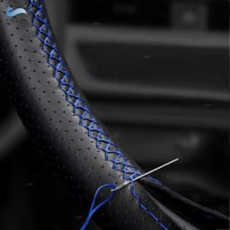 For VW Golf 4 MK4 Bora 1997-2004 Passat B5 1997-2002 Seat Leon MK1 1998-2004 Car Steering Wheel Leather Cover Trim blue strip