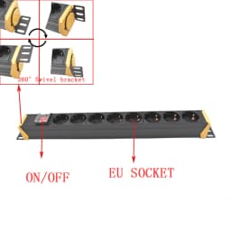 PDU Power Strip Network Cabinet Plug Socket 2-11 Way 16A EU Outlet Socket 2m Extension Cord 360 Swivel bracket