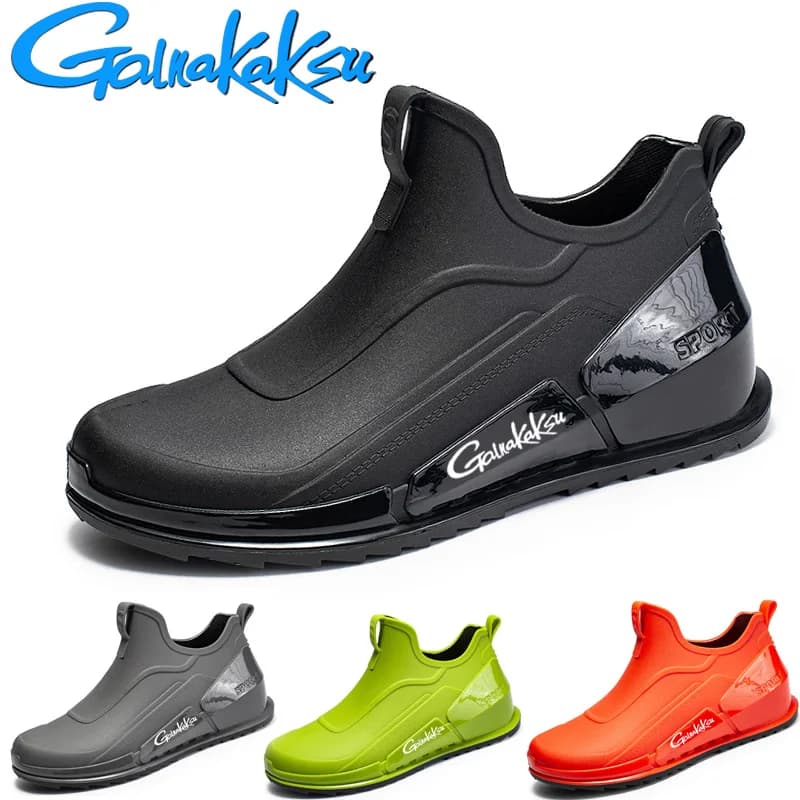 2024 Men's Fishing Water Shoes Anti-slip Rain Shoes Outdoor Waterproof Shoes Rubber Light Overshoes Boots Fishing Shoes
