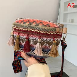 Waist Bags for Women Leisure Canvas Geometric Fanny Pack for Girls Crossbody Embroidered Chest Bag Belt Tassel Waist Packs