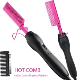 Electric Hot Comb Hair Straightener Flat Iron Heat Pressing Comb Portable Anti-Scald Wigs Beard Hair Straightening Press Comb