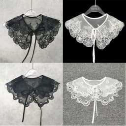 Cute Lace Fake Collar Women's Blouse Cloud Shoulder Scarf Shawl Embroidered Chiffon Detachable Collar Top Clothing Accessories