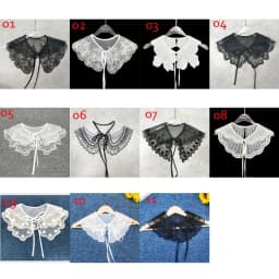 Cute Lace Fake Collar Women's Blouse Cloud Shoulder Scarf Shawl Embroidered Chiffon Detachable Collar Top Clothing Accessories