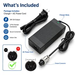 24V Battery Charger for Razor E100 E200 E300 E125 E150 E500 E175 PR200, E225S E325S MX350, Pocket Mod, Sports Mod, and Dirt Quad