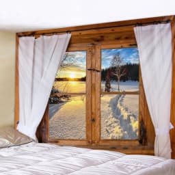 Imitation window Natural Landscape decorative tapestry Forest beach landscape sunrise Bohemian living Room home decor