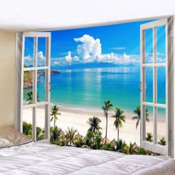 Imitation window Natural Landscape decorative tapestry Forest beach landscape sunrise Bohemian living Room home decor