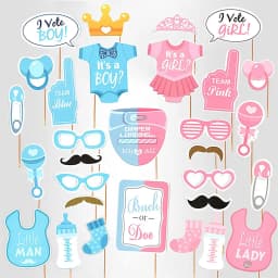 30 Pieces Boy or Girl Baby Photo Booth Props Gender Reveal Baby Shower Birthday Party Supplies
