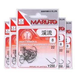 Maruto Fish Hook Stream 2323 Black High Carbon Steel Barb Sharp 1-10# Japanese Quality Fishing Gear