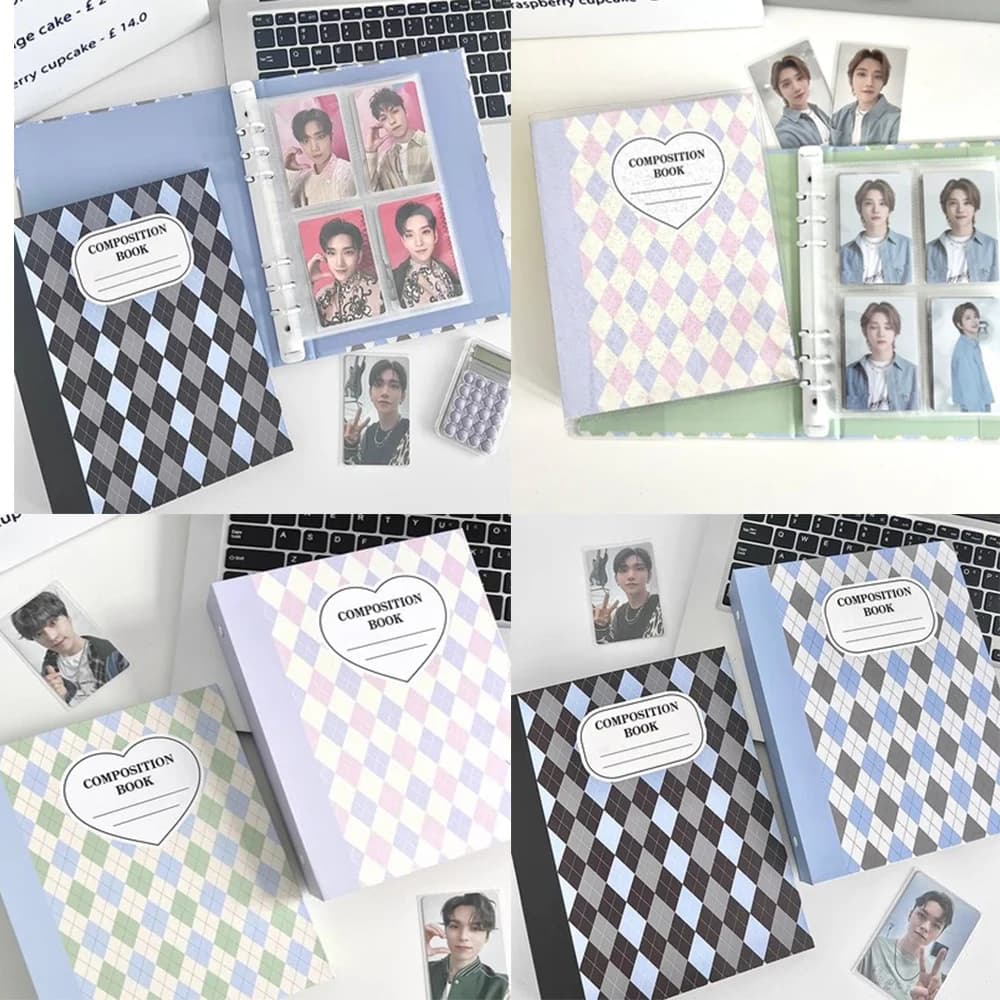 SKYSONIC A5 Cream Diamond Pattern Photo Album Collect Book Kpop Binder Cover Postcards Ring Organizer DIY Refills Suppliers