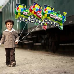 Train Balloon Theme Birthday Decorations Cute Train Shaped Foil Balloon and Latex Ballon Railroad Crossing Traffic Party Decor