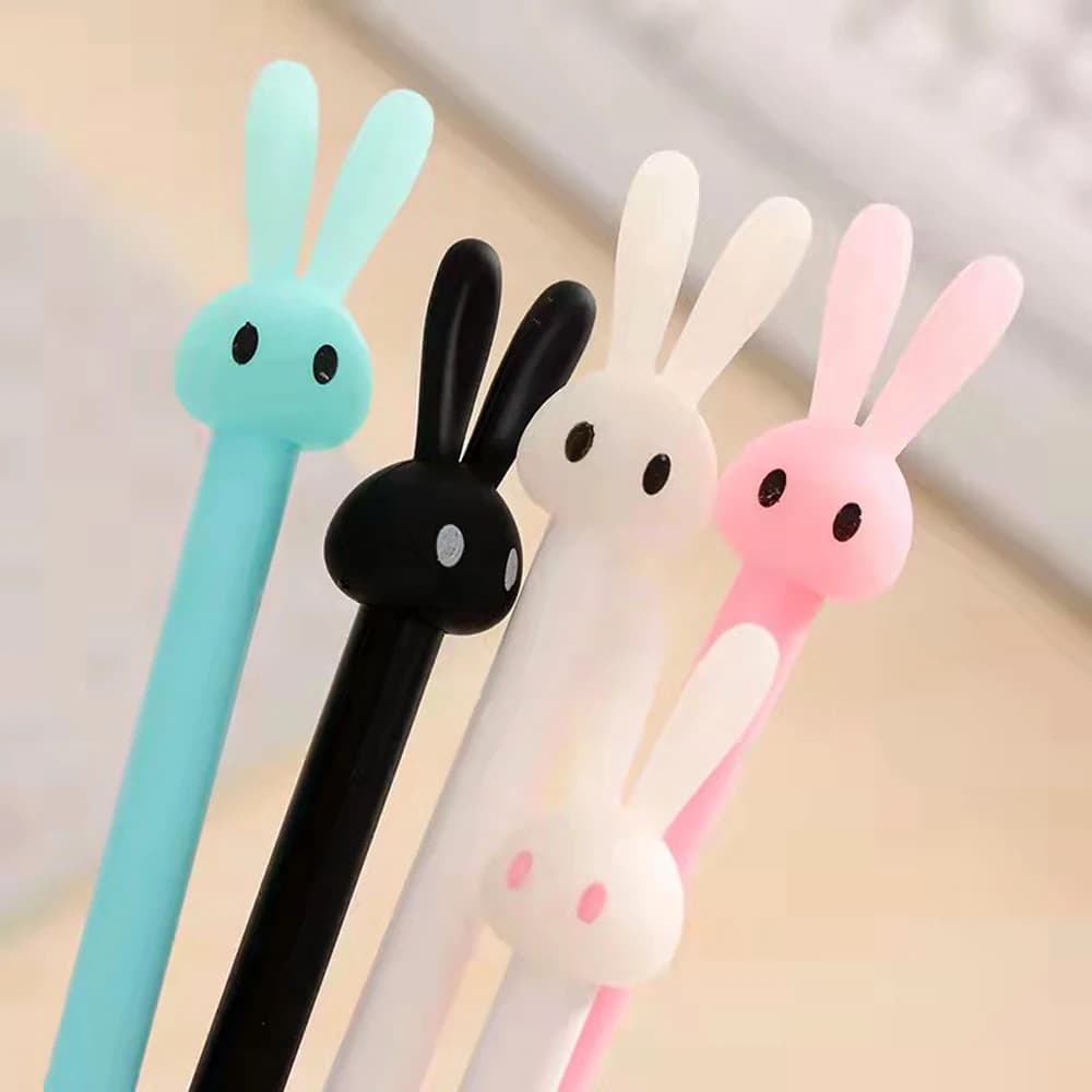 4 Pcs Stationery Cartoon Cute Kawaii Rabbit Pen Creative School Office Supply Gel Pen Gift Handles Bunny Sweet Lovely Pretty