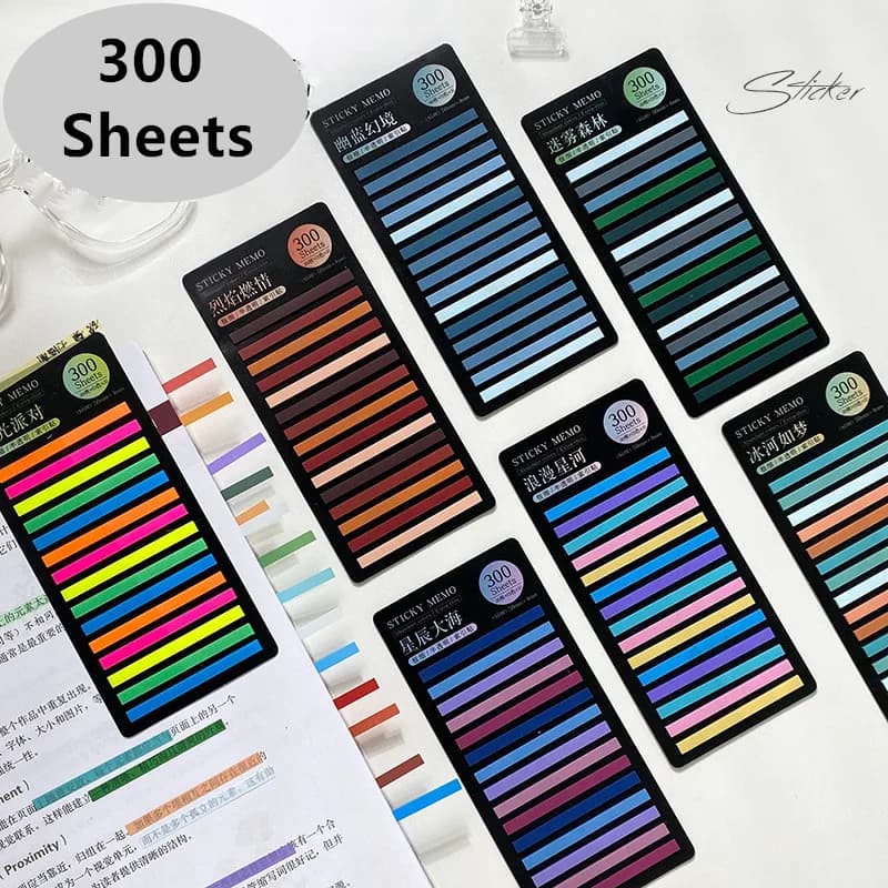 300 Sheets sticky not Transparentes Sticky Notes Self-Adhesive Annotation Read Books Bookmarks Tabs Notepad Aesthetic Stationery