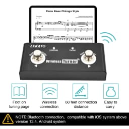 Lekato Wireless External Page Tuner Pedal Guitar Effect Pedal Page Turner Pedal for Guitar Looper Smartphones Tablets