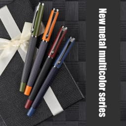 1Pcs High Quality Posture Correction Metal Fountain Pen Frosted Yellow Stripe Gun Grey Stationery Pen School Supplies Ink Pens