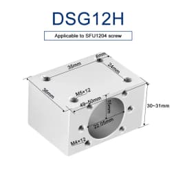 DSG12H 22mm/24mm Mounting Bracket CNC Parts 1204 Ballscrew Aluminum Nut Housing Holder Fits For SFU1210/SFU1204 RM1204