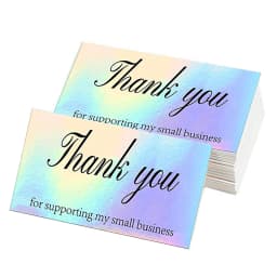 50pcs/pack Laser Thank You Card For Supporting Business Package Decoration Holographic Card Rainbow Thank You Card