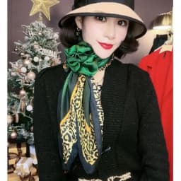 [BYSIFA] New Emerald Green Silk Scarf Women Brand Leopard Printed Square Scarves 90*90cm Fashion Accessories Headscarves Hijabs