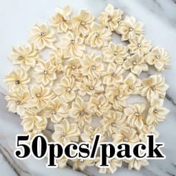 (50pcs/pack) 25mm Inlaid Rhinestones Small Handmade DIY Satin Ribbon Flowers Head Decorate Clothes To Make Wedding Invitations