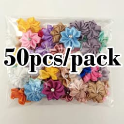 (50pcs/pack) 25mm Inlaid Rhinestones Small Handmade DIY Satin Ribbon Flowers Head Decorate Clothes To Make Wedding Invitations