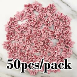 (50pcs/pack) 25mm Inlaid Rhinestones Small Handmade DIY Satin Ribbon Flowers Head Decorate Clothes To Make Wedding Invitations