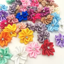 (50pcs/pack) 25mm Inlaid Rhinestones Small Handmade DIY Satin Ribbon Flowers Head Decorate Clothes To Make Wedding Invitations
