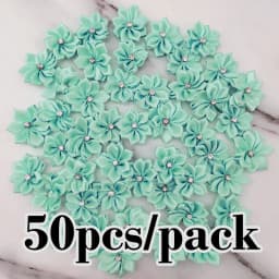 (50pcs/pack) 25mm Inlaid Rhinestones Small Handmade DIY Satin Ribbon Flowers Head Decorate Clothes To Make Wedding Invitations