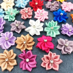 (50pcs/pack) 25mm Inlaid Rhinestones Small Handmade DIY Satin Ribbon Flowers Head Decorate Clothes To Make Wedding Invitations
