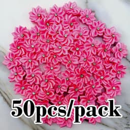 (50pcs/pack) 25mm Inlaid Rhinestones Small Handmade DIY Satin Ribbon Flowers Head Decorate Clothes To Make Wedding Invitations