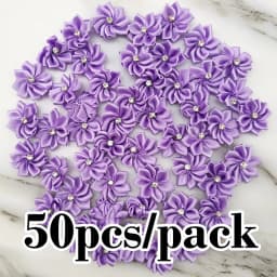 (50pcs/pack) 25mm Inlaid Rhinestones Small Handmade DIY Satin Ribbon Flowers Head Decorate Clothes To Make Wedding Invitations