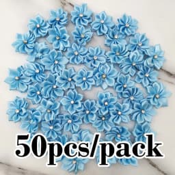 (50pcs/pack) 25mm Inlaid Rhinestones Small Handmade DIY Satin Ribbon Flowers Head Decorate Clothes To Make Wedding Invitations