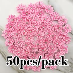 (50pcs/pack) 25mm Inlaid Rhinestones Small Handmade DIY Satin Ribbon Flowers Head Decorate Clothes To Make Wedding Invitations