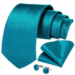 Teal Blue 8cm Wide Ties For Men Wedding Accessories Men Tie Set Gift Pocket Square Cufflinks Corbatas Para Hombre