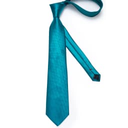Teal Blue 8cm Wide Ties For Men Wedding Accessories Men Tie Set Gift Pocket Square Cufflinks Corbatas Para Hombre