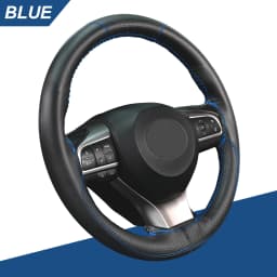 Black/Red/Blue Leather DIY Car Steering Wheel Cover Protection Needle 38cm 15" Sticker Genuine Accessories Styling Seat Silicone