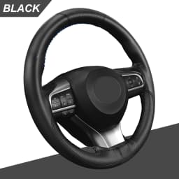 Black/Red/Blue Leather DIY Car Steering Wheel Cover Protection Needle 38cm 15" Sticker Genuine Accessories Styling Seat Silicone