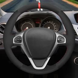Car Steering Wheel Cover Black Suede For Ford Fiesta Ecosport B-MAX Ka Ka+ Tourneo Courier Transit Courier Car Accessories