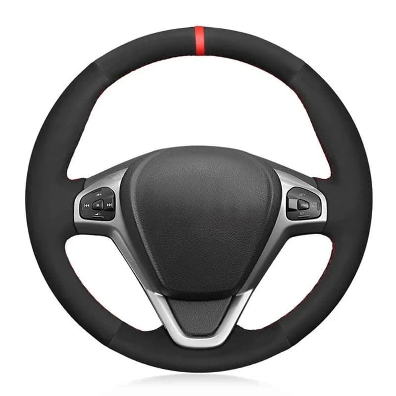 Car Steering Wheel Cover Black Suede For Ford Fiesta Ecosport B-MAX Ka Ka+ Tourneo Courier Transit Courier Car Accessories
