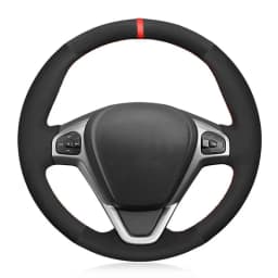 Car Steering Wheel Cover Black Suede For Ford Fiesta Ecosport B-MAX Ka Ka+ Tourneo Courier Transit Courier Car Accessories