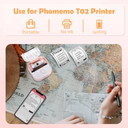 Phomemo Thermal Paper for T02/M02X Portable Printer Self-adheisve Labels Sticky Fit DIY Photo Texts Study Notes 53mm Printing