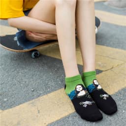 Women's New Retro Art Mural World Famous Oil Painting Series Funny Angel Mona Lisa Scream Van Gogh Starry Sky Short Ankle Socks