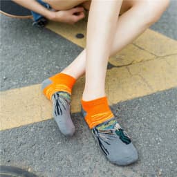 Women's New Retro Art Mural World Famous Oil Painting Series Funny Angel Mona Lisa Scream Van Gogh Starry Sky Short Ankle Socks