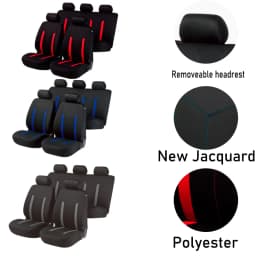 AUTOKING Car Accessories Interior Universal Polyester Car Seat Covers Set Sport Style Fit for Most Car SUV Van Seat Cushion