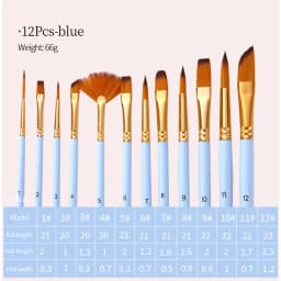 Nylon Hair Wooden Handle Artist Paint Brush Set Professional Oil Watercolor Acrylic Painting Brushes 3/6/10/12Pcs Art Supplies