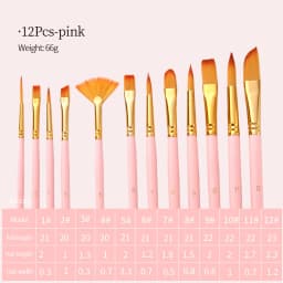 Nylon Hair Wooden Handle Artist Paint Brush Set Professional Oil Watercolor Acrylic Painting Brushes 3/6/10/12Pcs Art Supplies
