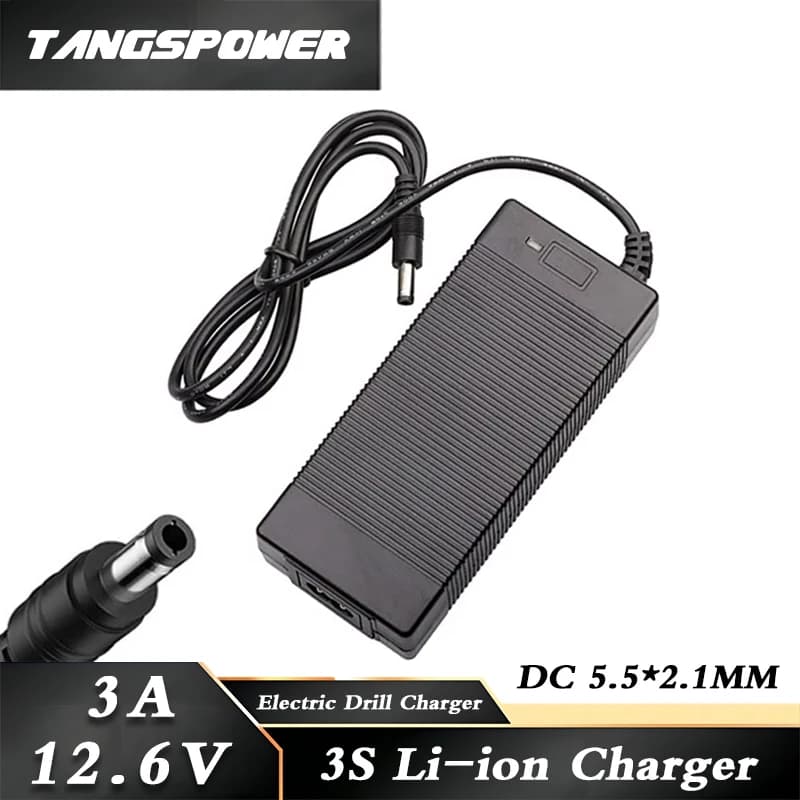 12.6V 3A Lithium Battery Charger For 3S Li-ion Battery Pack Fast Charging Fishing Light Electric Charger DC 5.5*2.1MM Connector