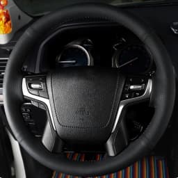 Anti-Slip Black Leather Car Steering Wheel Braid Cover For Toyota Land Cruiser 2016 2017 2018 2019 Land Cruiser Prado 2018