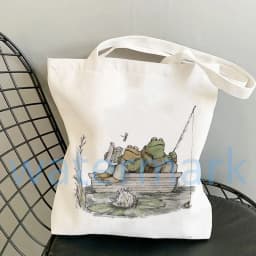Anime Tote Bag Shopping Bags Side Bag for Ladies Gift Frog Canvas Tote Bag Toad Canvas Tote Bag Froggy Gallore Canvas Tote Bag