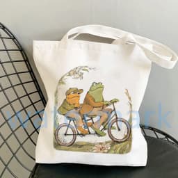 Anime Tote Bag Shopping Bags Side Bag for Ladies Gift Frog Canvas Tote Bag Toad Canvas Tote Bag Froggy Gallore Canvas Tote Bag