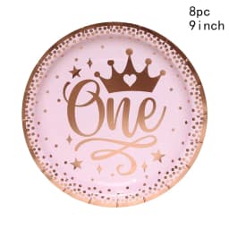 Pink One Birthday Crown Baby One Year Old Birthday Cheer First Birthday Rose Baby 1st Happy Birthday Party Decor Kids Girl Balon
